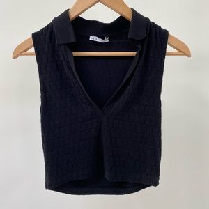 zara textured black tank top